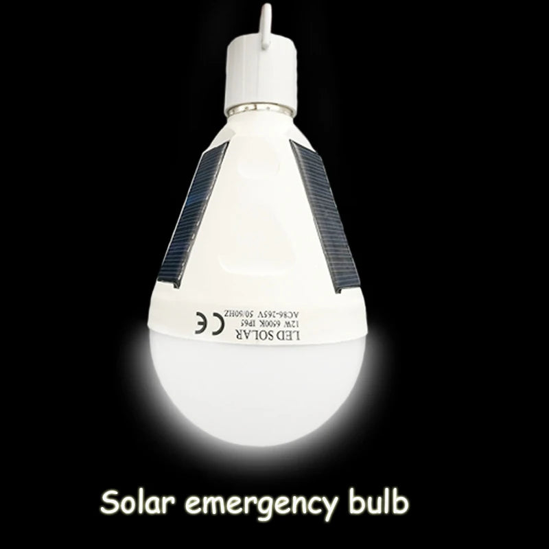 Solar LED Camping Lights 7W 12W E27 AC85V-265V Emergency Bulb Hook Zpaxo