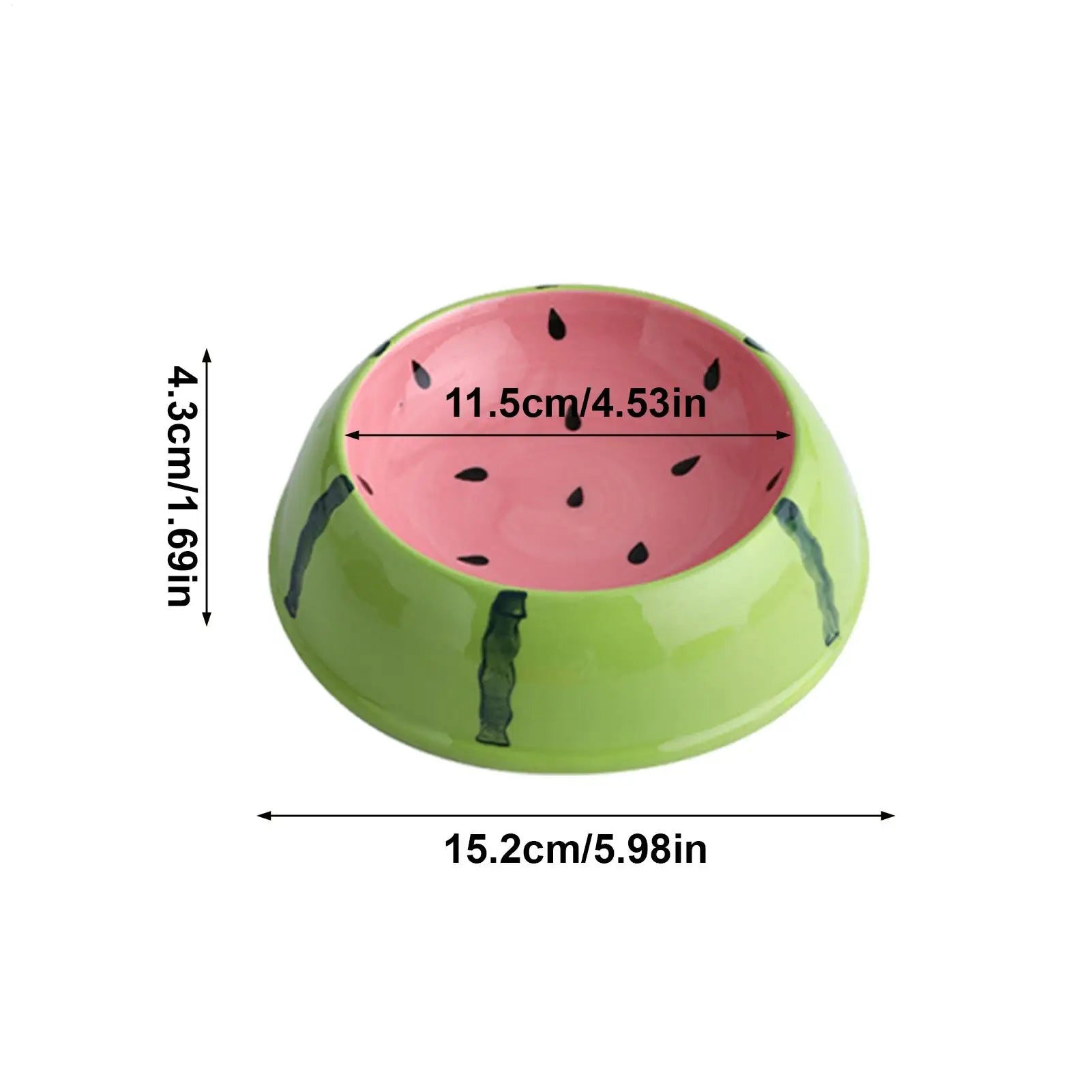 Cat Water Bowl Fruit Pattern Ceramic Pet Feeder Dish Non-slip Feeding