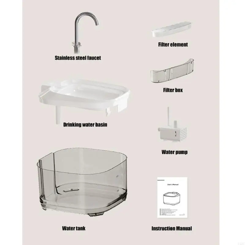 Quiet Pet Drinking Fountain Stainless Steel Design Automatic