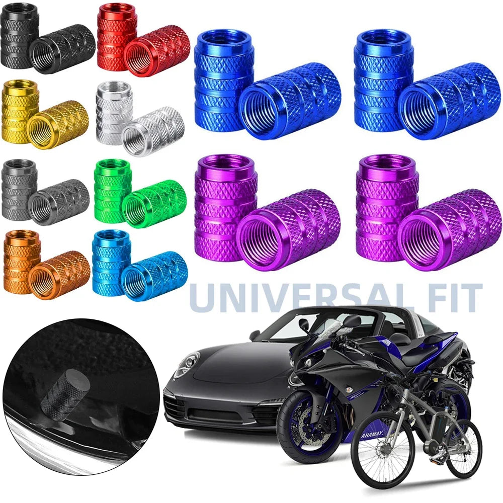 4-Pack Aluminum Alloy Tire Valve Stem Caps – Car Truck Bike