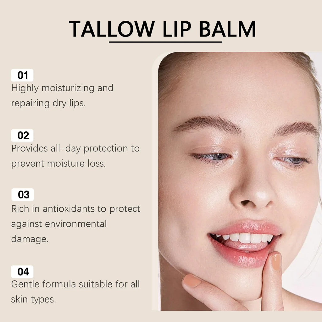 Tallow Lip Balm – Fades Lip Lines & Deeply Moisturizes Nourishing Lip Balm Zpaxo