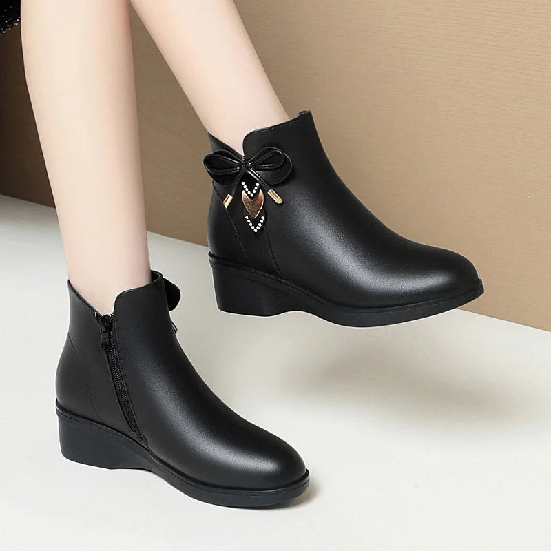Women's Boots 2023 Winter Cotton Shoes Bow-knot Ankle Women Zipper Zpaxo