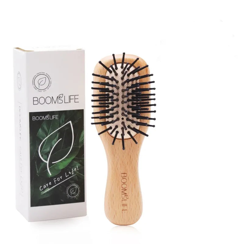 Portable Pocket Hair Comb Mini Hair Brush Salon Styling Small Travel Wide Tooth Comb Wood HairBrush Airbag Head Massage Brush Zpaxo Mini Hair Brush China Mainland