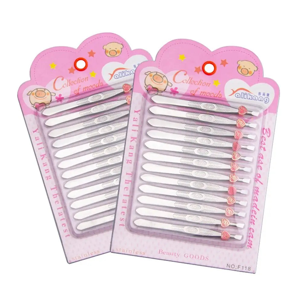 Stainless Steel Eyebrow Grooming Tweezers Straight Mouth Diagonal Zpaxo