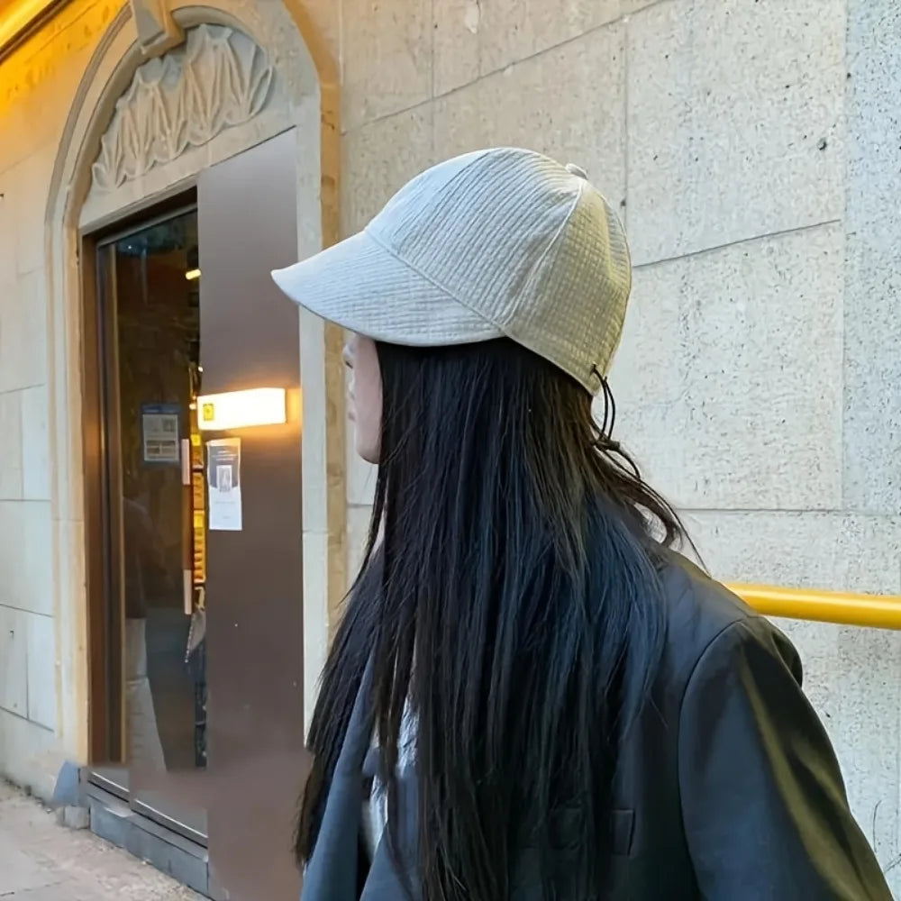 Women's Drawstring Waffle Pattern Baseball Cap Fashionable Sun