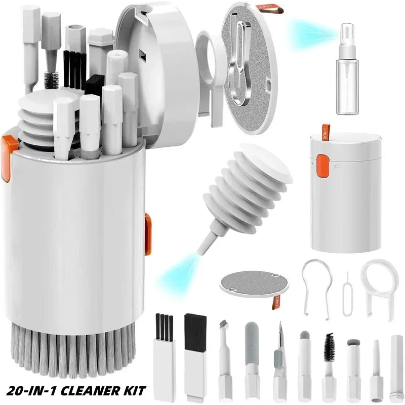 20 In 1 Cleaner Kit Earphones Cleaning Pen Screen Cleaning Tools Computer Keyboard Brush Keycap Puller Multifunctional Brush Kit Zpaxo