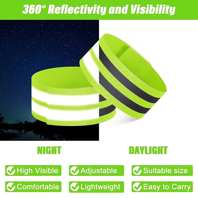 1 Pairs Reflective Armband Elastic Bracelet Tape Strap Safety Warning Zpaxo