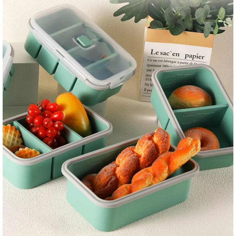 Large Capacity Multi Compartment Silicone Food Container Bento Box