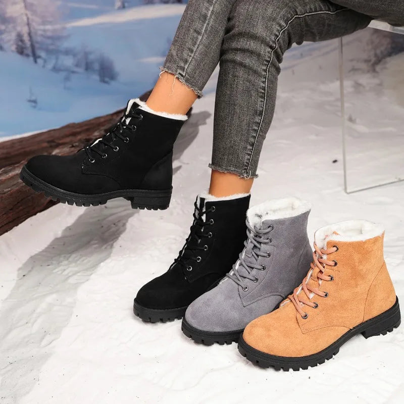 Snow Low Heels Short Boots Women Platform Ladies Shoes Plush Keep Zpaxo