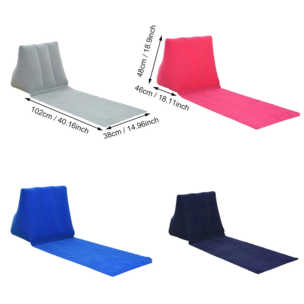 Inflatable Travel Mattress Foldable Soft Beach Mat Air Bed Chair Seat Camping Beaching Leisure Lounger Back Pillow Cushion Zpaxo
