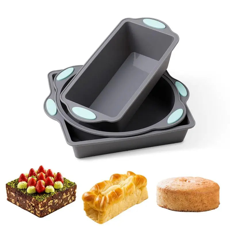 3-Piece Silicone Baking Tray Set – Non-Stick Metal Reinforced