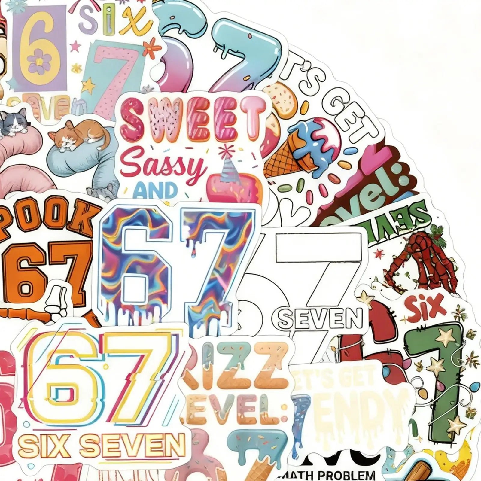 67 Stickers Waterproof Number Laptop Decal 67 Meme Stickers For Guitar Phone Scrapbook Skateboard Luggage Journal Journaling Car Zpaxo