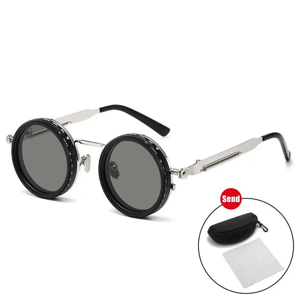9 Level Fishing Sunglasses Punk ND9 Anti-UV Sunglasses Dimming Retro Fishing Sunglasses with Glasse Case Comfort Fit Zpaxo Silvery