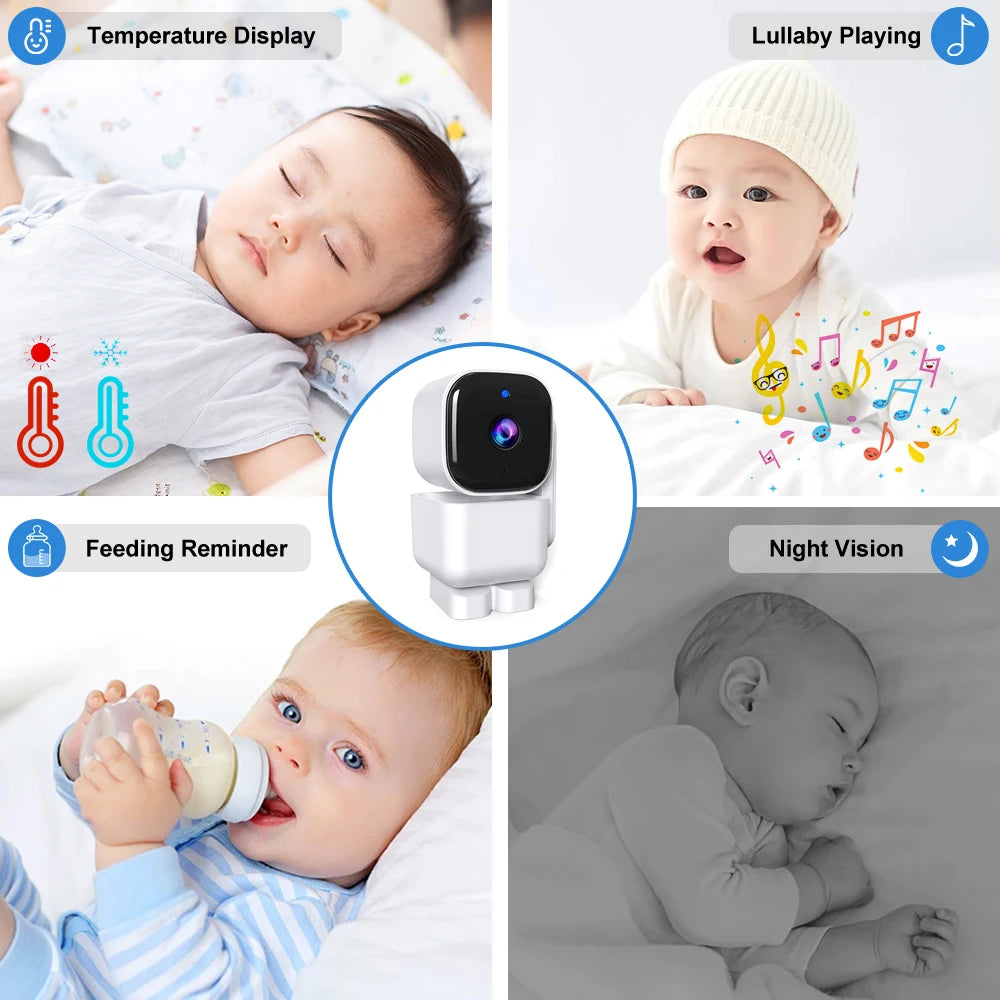 5 Inch Video Baby Monitor With Camera PTZ Zoom New Babyphone Cam IR Night Vision Surveillance Cameras Temperature Sensor Lullaby Zpaxo
