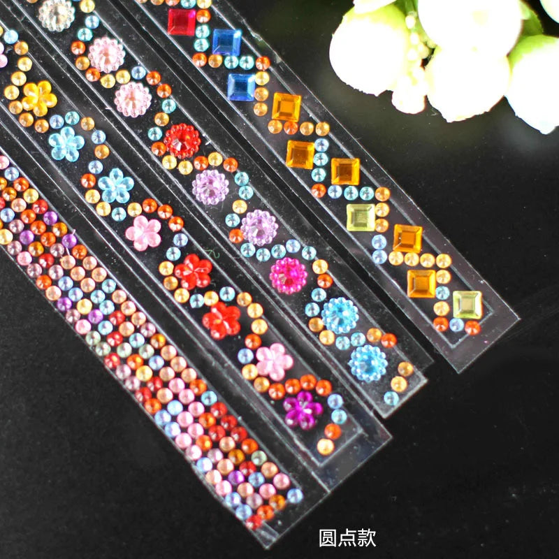 Self Adhesive Acrylic Crystal Rhinestone Diamond Stickers Tape Roll for Kids Handmade DIY Materials Album Notebook Decoration Zpaxo