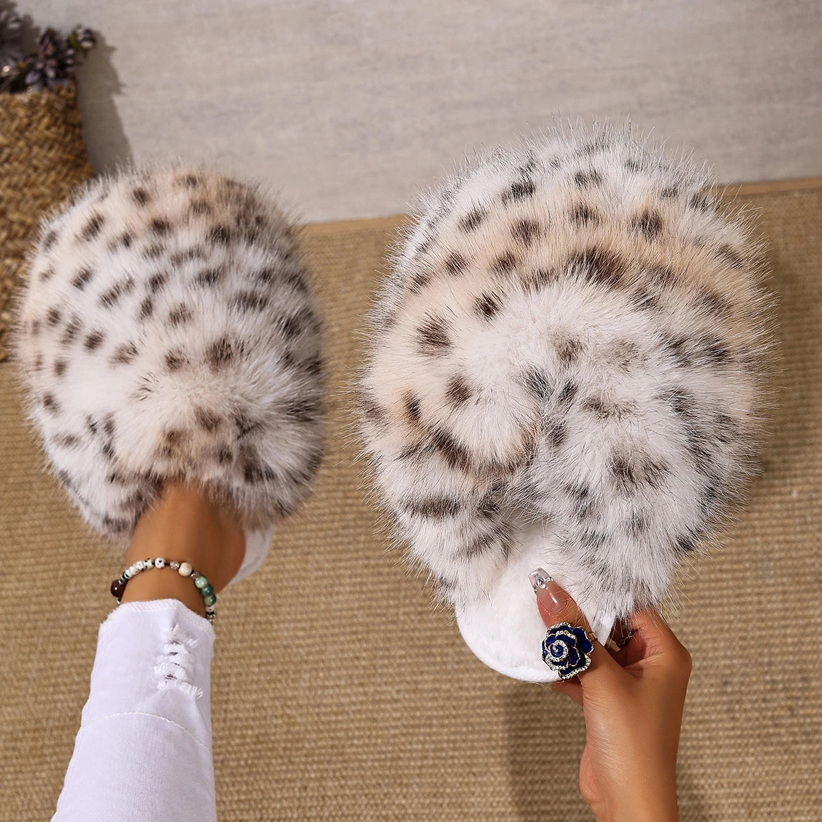 Women Slippers Anti-slip Home Cotton Slides Women Warm Faux Fur Indoor Fluffy Slippers Women Autumn Winter House Shoes Female Zpaxo YELLOW 42-43