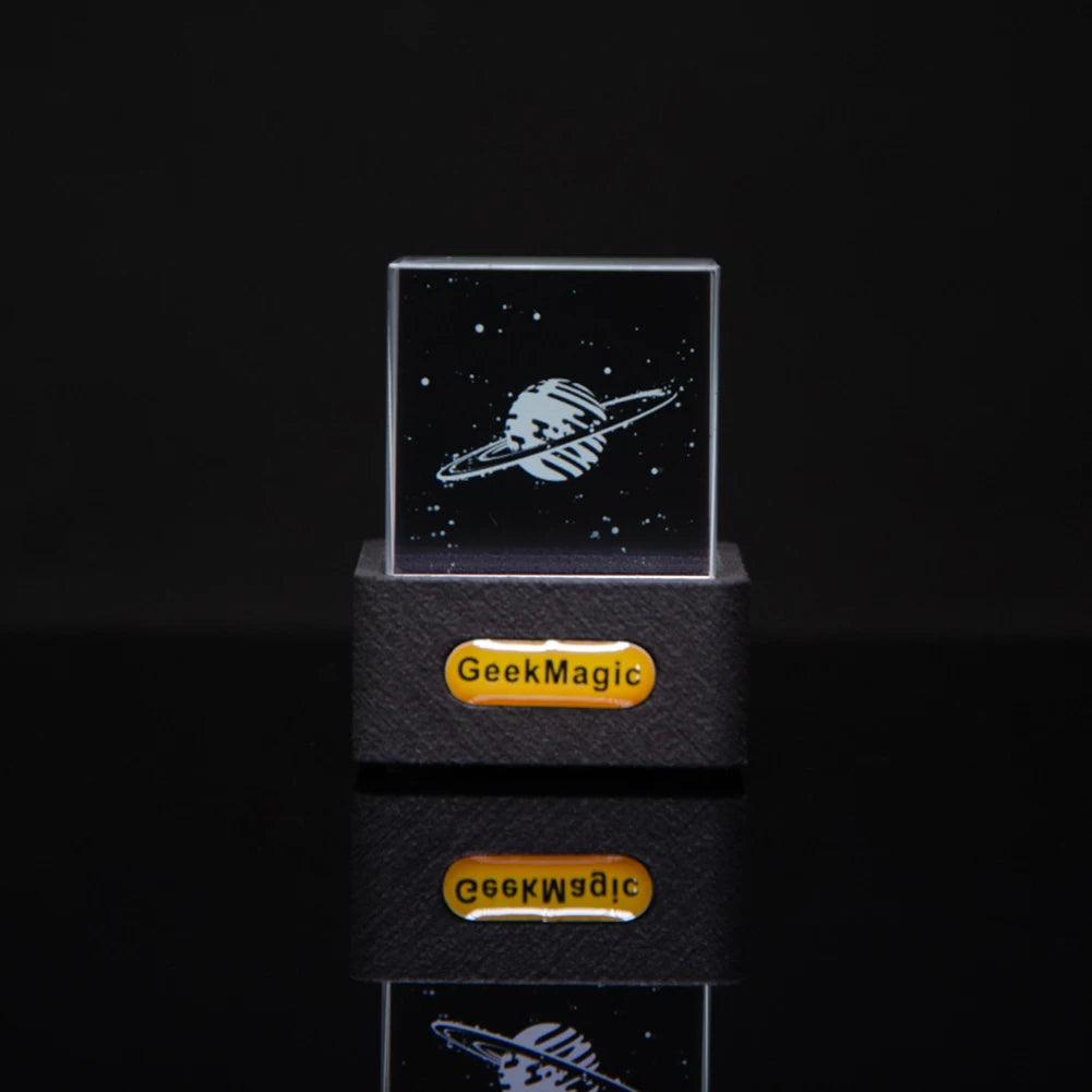 Crystal Cube Photo Display Holographic Desktop Smart Weather Station Digital Clock with GIF Animations Album Desktop Decoration Zpaxo