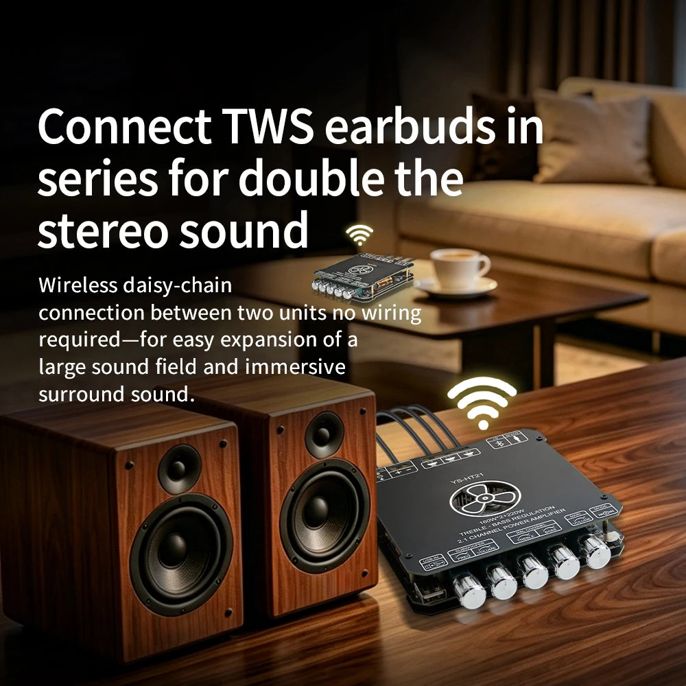 Bluetooth-compatible 2.1 Channel 160W*2+220W Digital Audio Power Amplifier Module High And Low Tone Subwoofer Sound DC15-36V/5A Zpaxo Default Title