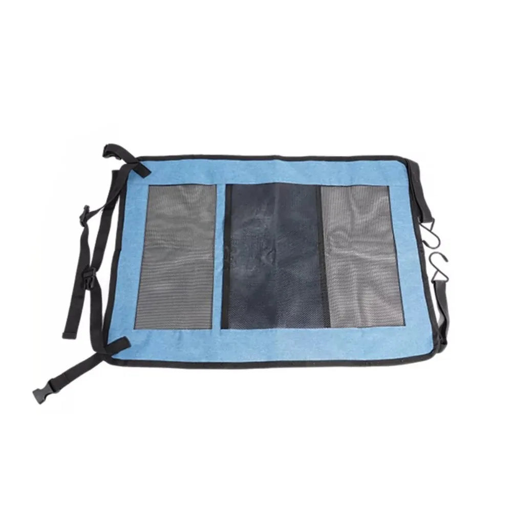 Mesh Bag Car Seat Storage Net Visible Adjustable Pet Safety Isolation Net Washable Elastic Car Seat Organizer for Pet Dog Zpaxo Blue