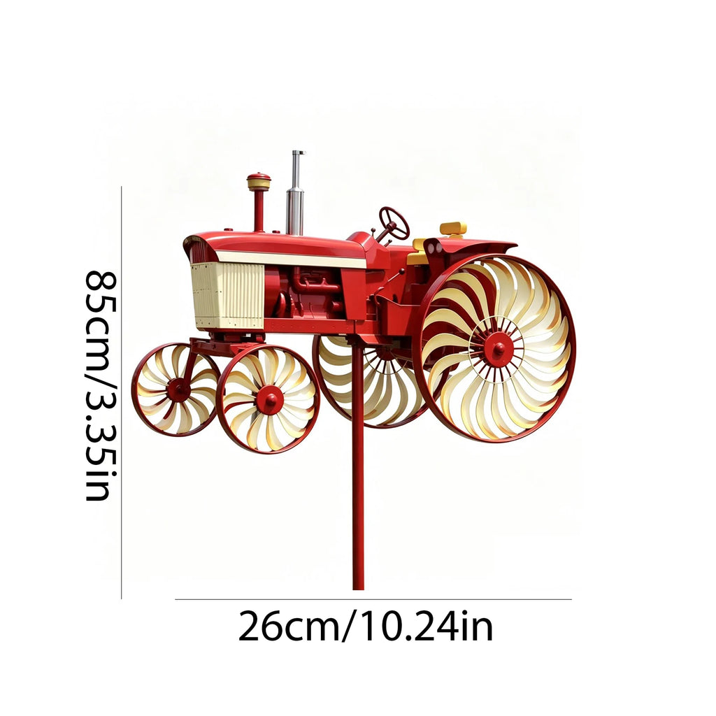 Outdoor Tractor Wind Spinner Rotating Wheels Decorative Windmill