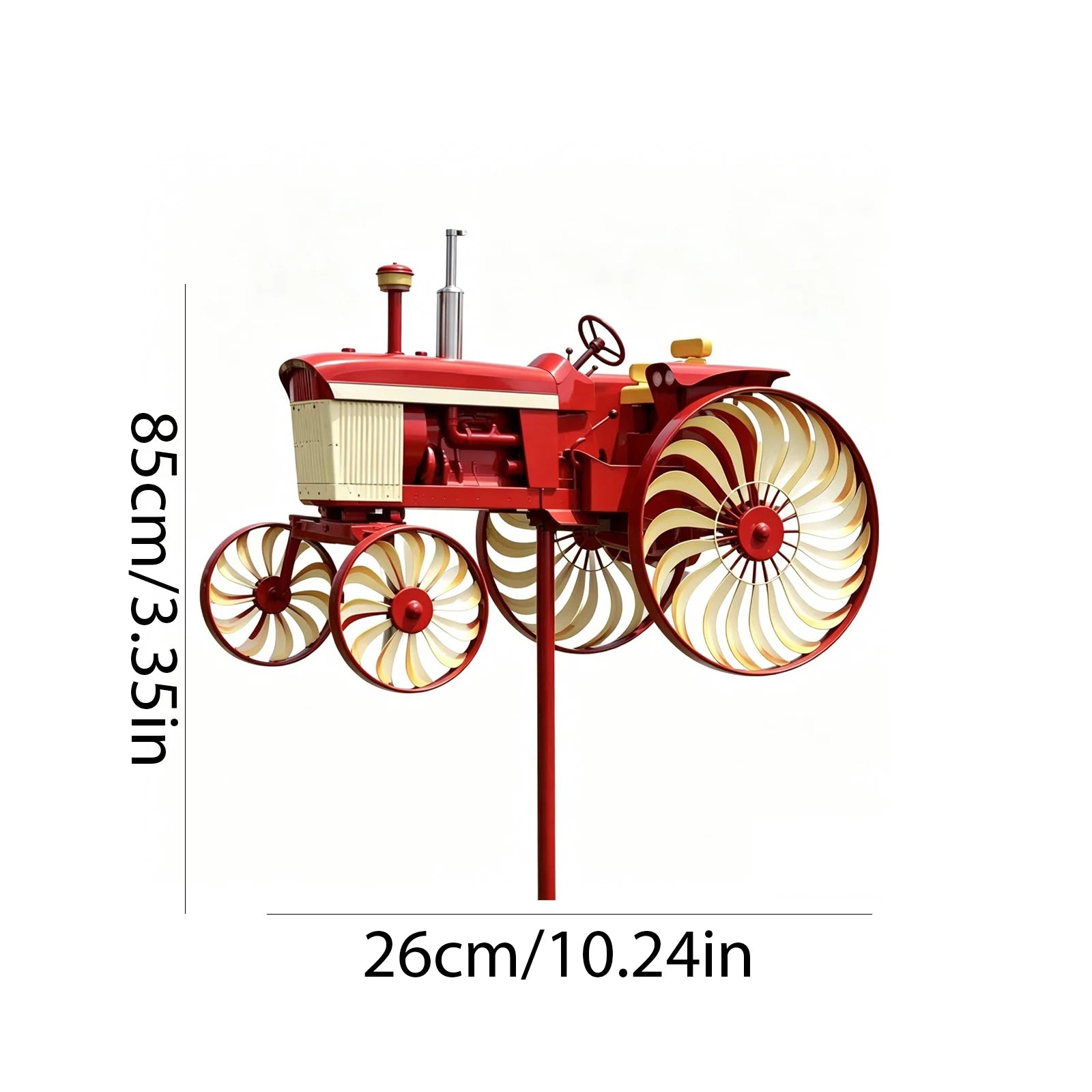 Outdoor Tractor Wind Spinner Rotating Wheels Decorative Windmill
