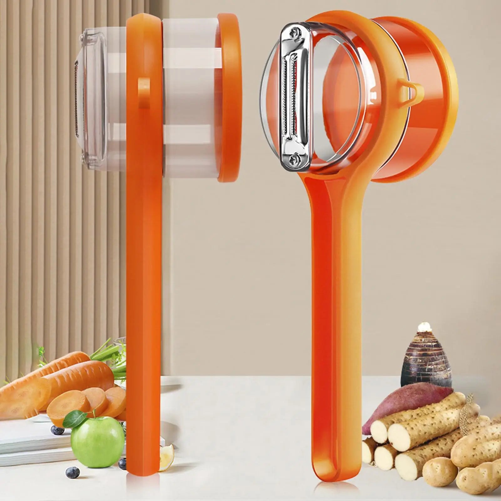 Fruit Vegetable Peeler Container 2-in-1 Stainless Steel Peeling Knife
