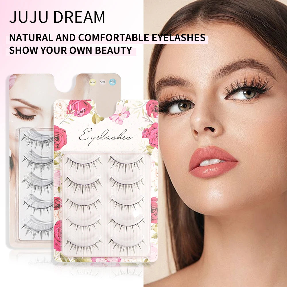5 Pairs Natural False Eyelashes - Soft Comfortable Wispy Lashes, Daily/Party Lightweight Fake Eyelashes Zpaxo