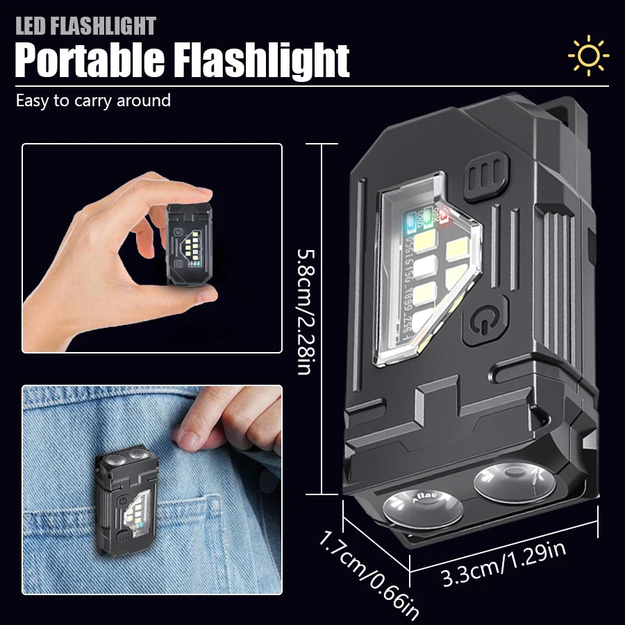 KDULIT Mini EDC Keychain Flashlight – 8-Mode Magnetic COB LED Torch