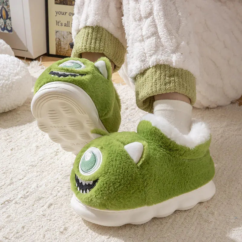 SHAJI 2026 Unisex Funny Ugly Fish Closed Back Slippers Winter Warm
