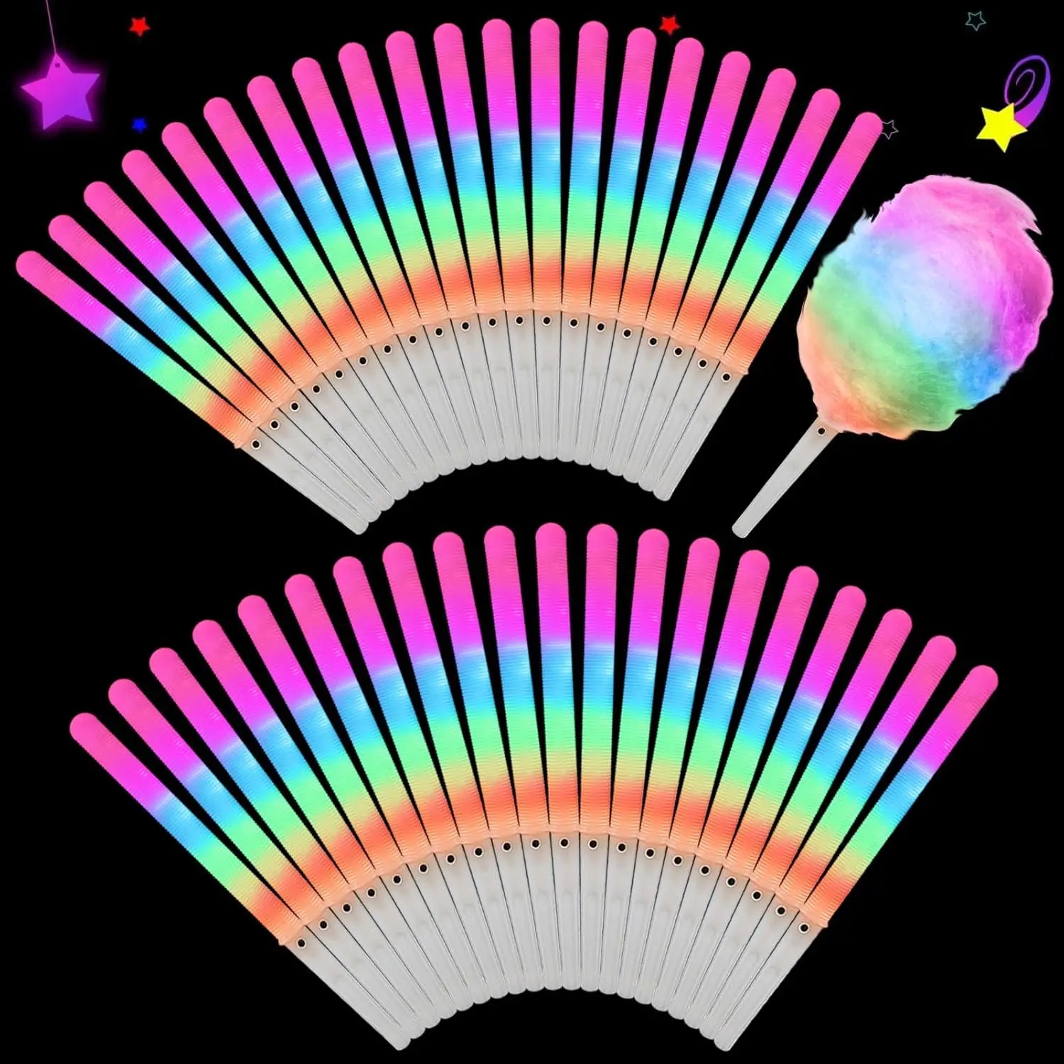 Colorful Flashing LED Cotton Candy Cones Reusable Waterproof Glow