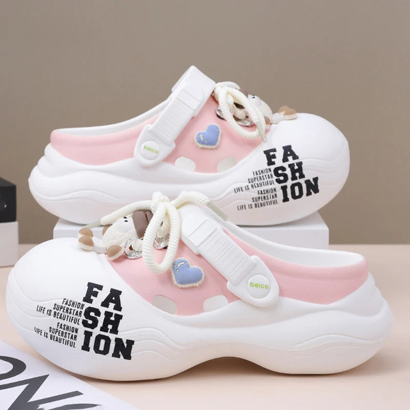 Women's 2025 EVA Platform Clogs Closed-toe Lace-up Beach Sandals