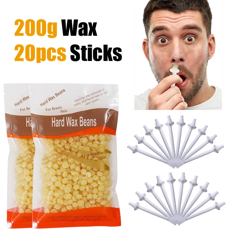 100-Pack Nose Wax Sticks – Painless Hair Removal Kit Unisex Nose Wax Kit Zpaxo 200gHoney-Stick20P