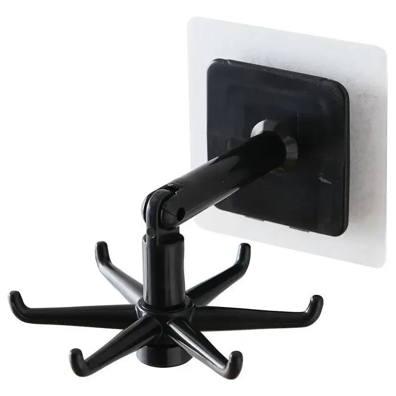 Creative Kitchen Organizer Swivel Hooks Hole-Free Multifunctional Rotatable Dual-Use Hooks for Utensils And Pots Zpaxo black