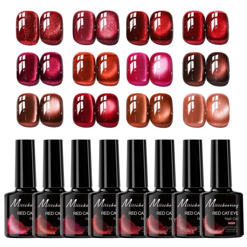 Red Ruby Cat Eye Magnetic Gel Nail Polish Cherry Art DIY Sparking