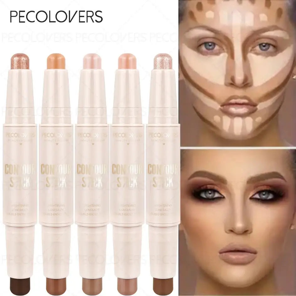 Waterproof 2-in-1 Dual-Ended Concealer，Sweatproof,Highlighter Stick,Dual-Ended Highlight & Contour Stick Zpaxo