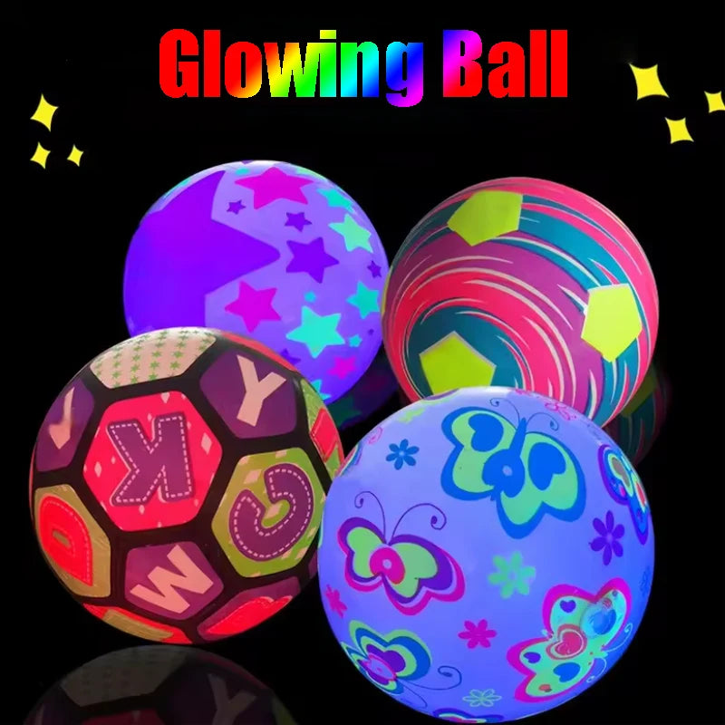 Glow Dark Soccer Ball LED Light Up Inflatable PVC Football Kids