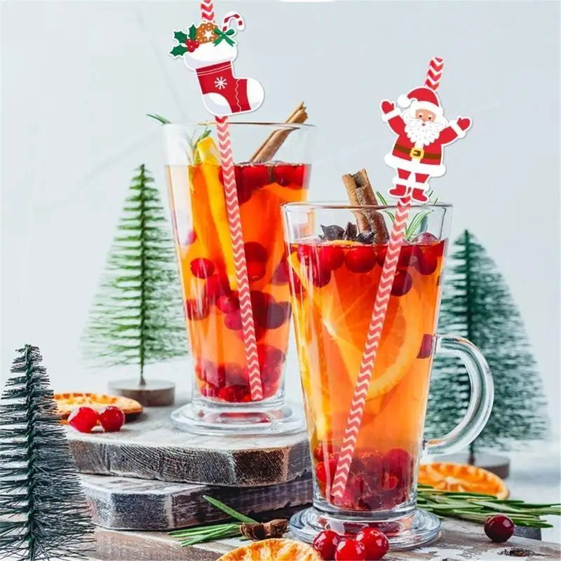 Disposable Paper Straws Christmas Beverage Crafts Party DIY Projects