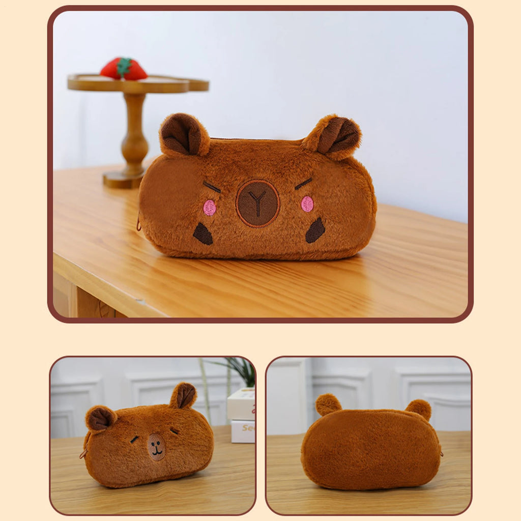 Cute Capybara Pencil Case – Large Capacity Kids Plush Pen Bag Kids Pencil Case Zpaxo