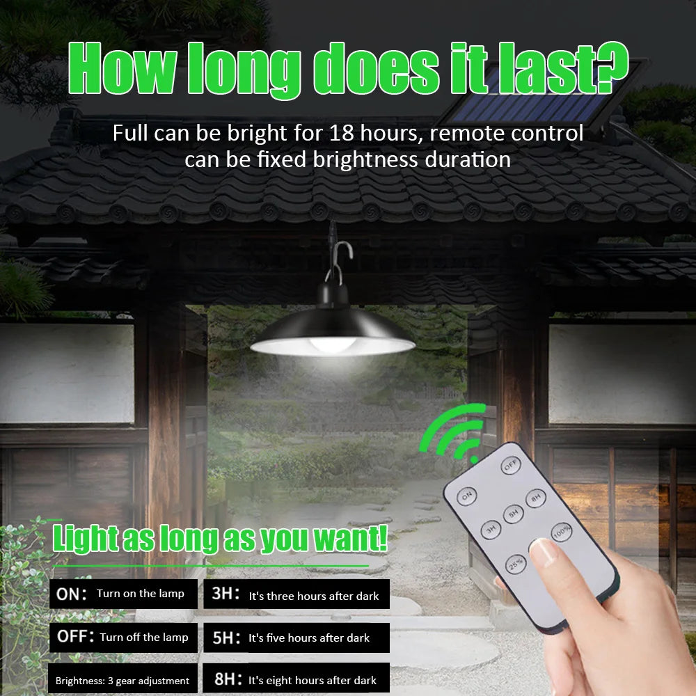 Solar Pendant Light Double Head Shed Waterproof 4800mAh Remote Zpaxo