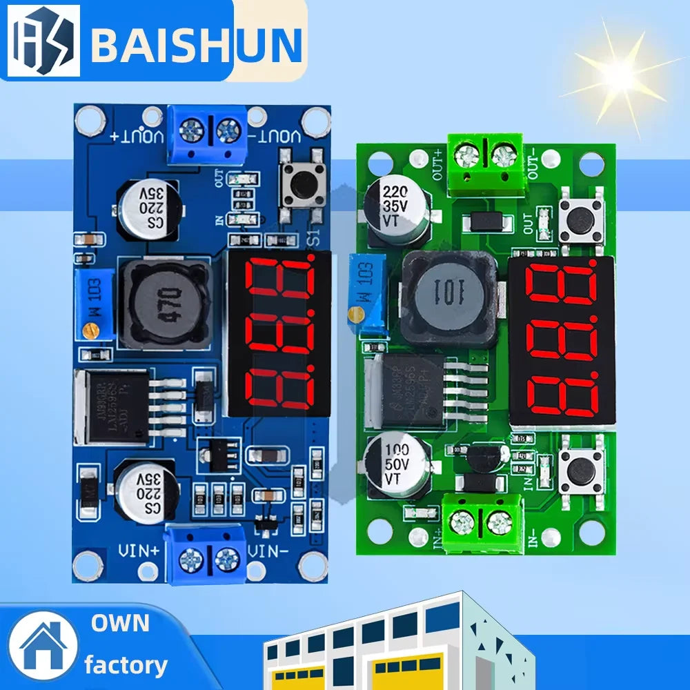 ‌LM2596S Adjustable Buck Converter Module – 4-40V to 1.3-35V DC-DC Step-Down Regulator with 3A/92% Efficiency | Overcurrent Zpaxo