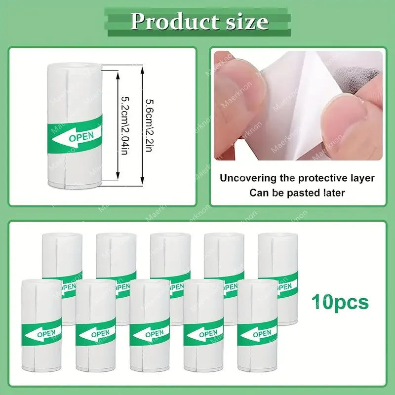 10 Roll Mini Printer Paper Self-adhesive Paper White Thermal Paper Printer Label Sticker For Wireless Photo lnkless Printer 57mm Zpaxo