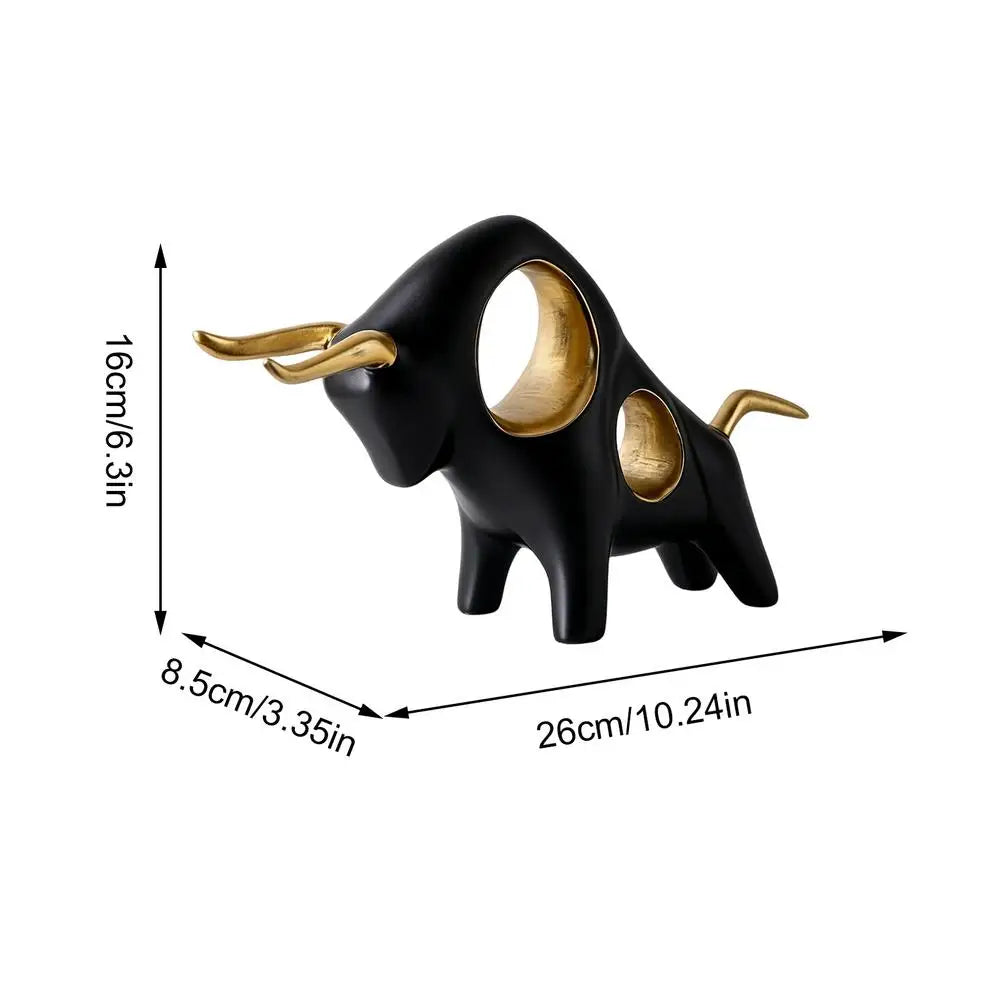 Bull Figurine Cute Resin Animal Ornament Statue Decor Bedroom Office