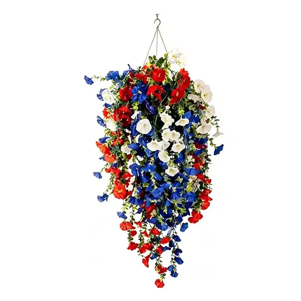 UV Resistant Giant Artificial Hanging Flowers Outdoor Waterproof Morning Glory for Garden Patio Wedding Party Decoration Zpaxo 1pcs