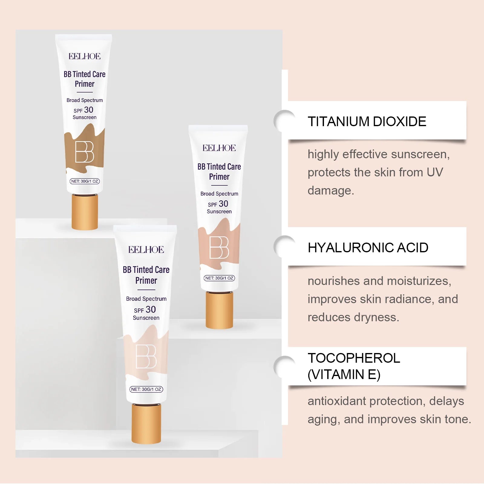 Eelhoe BB Cream SPF 30+ Tinted Moisturizer – All Skin Types BB Cream Zpaxo