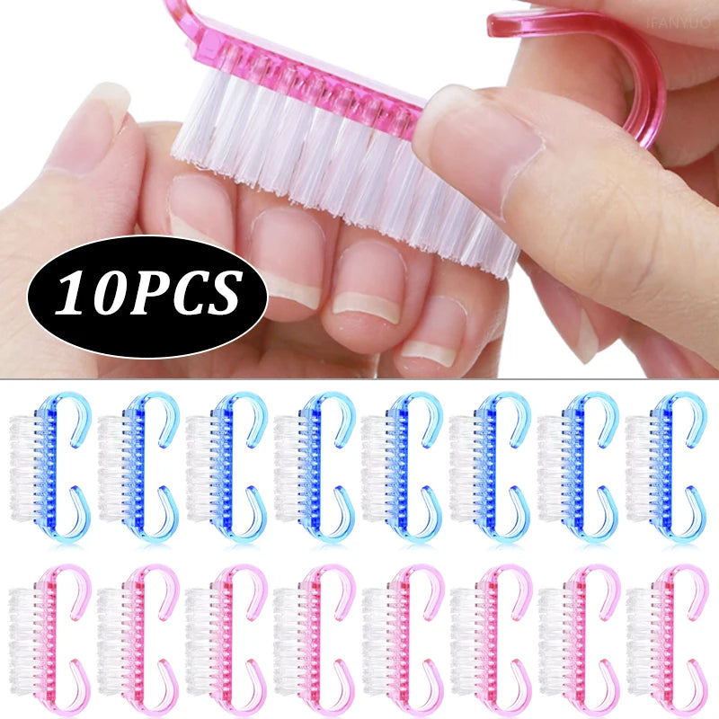 1/10pcs Acrylic Nail Brush Pink Blue Purple Remove Dust Plastic Cleaning Nail Brushes Nail Art Manicure Soft Remover Tools Zpaxo