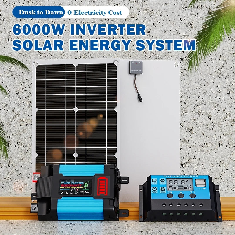 6000W Pure Sine Wave Inverter 12V 220V Smart Fast Charger RV Boats Zpaxo