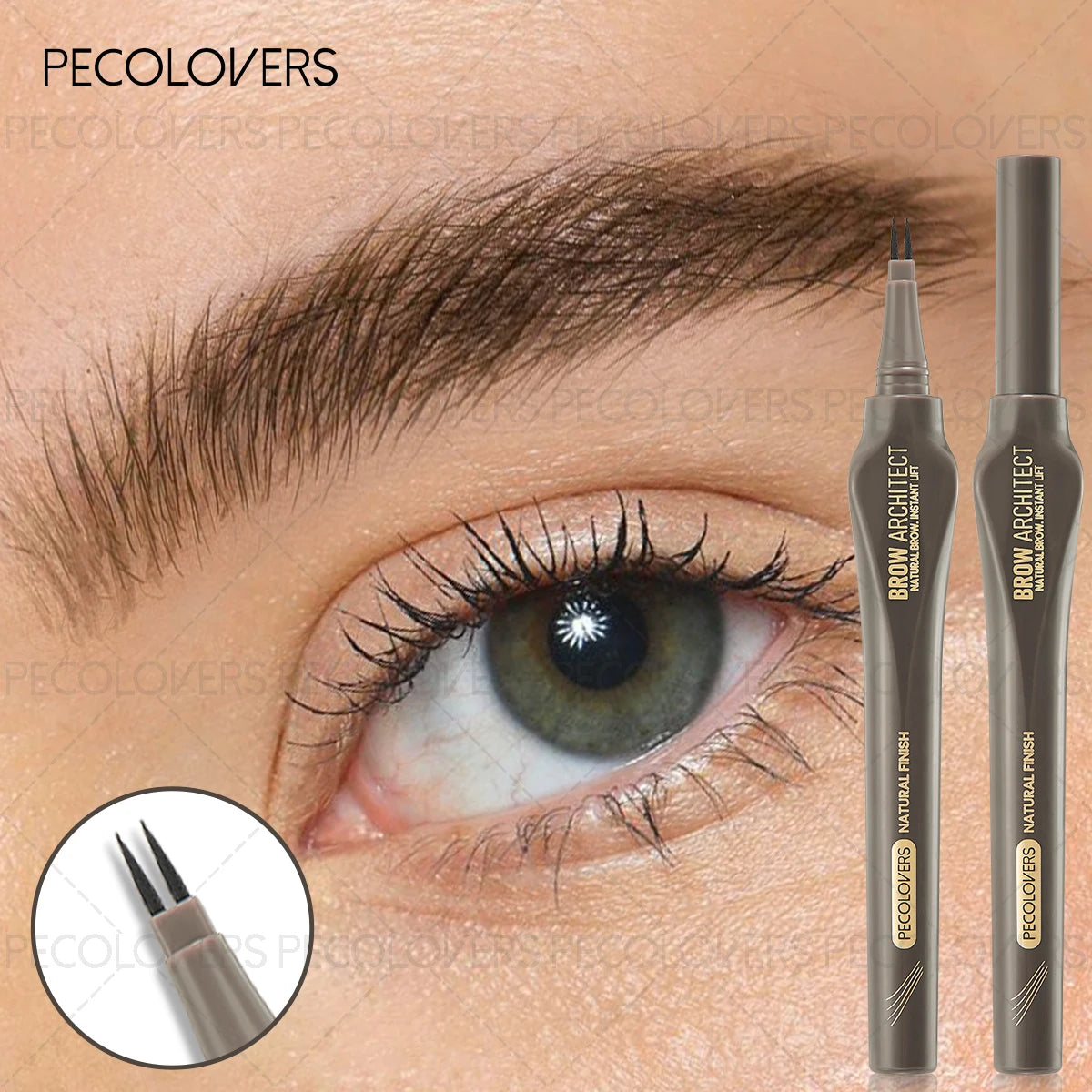 Dual-tip Eyebrow Pencil - Ultra-long Lasting, Waterproof and Sweatproof, Resists Fading. Features a Micro-forked Tip Zpaxo