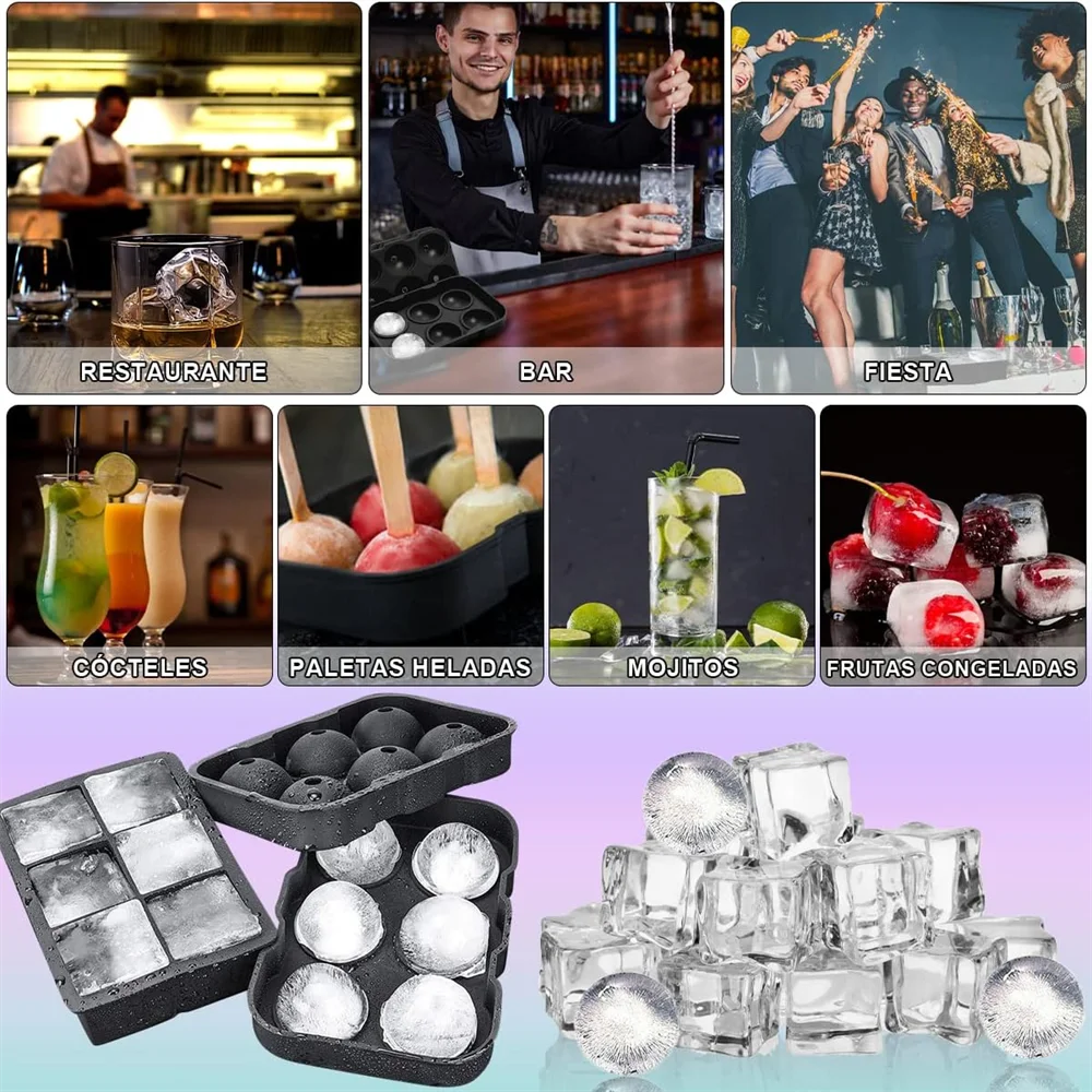 Silicone Ice Molds Trays Large Maker Shape Spheres Cubes Perfect Zpaxo