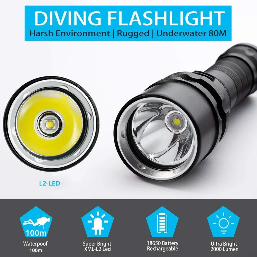 ESMARTER IP68 Diving Flashlight – 1600 Lumen LED, 100m Waterproof Diving Flashlight Zpaxo