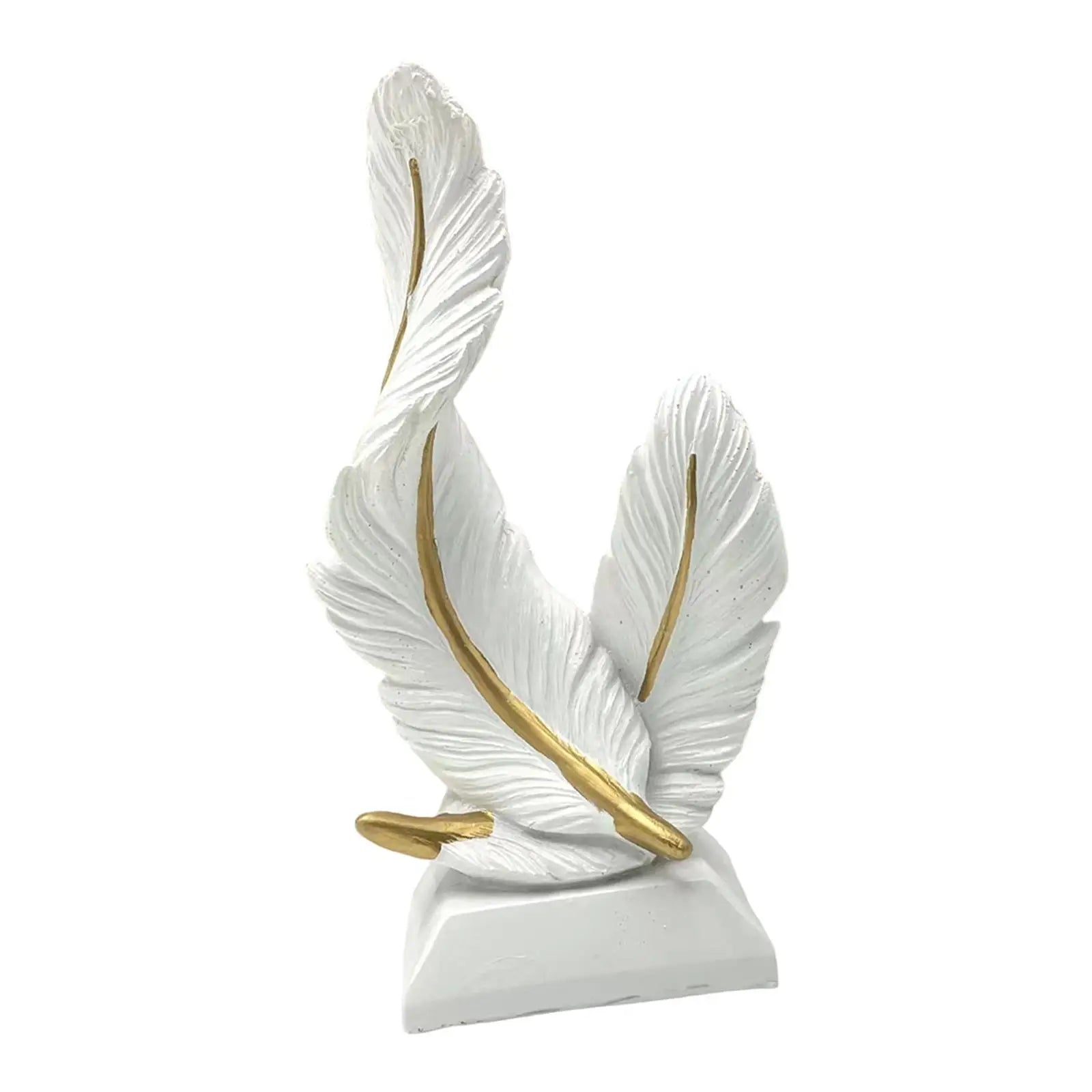 Feather Statue Centerpiece Fashion Craft Accent Figurine Resin Sculpture for TV Stand Birthday Entryway Displaying Housewarming Zpaxo White